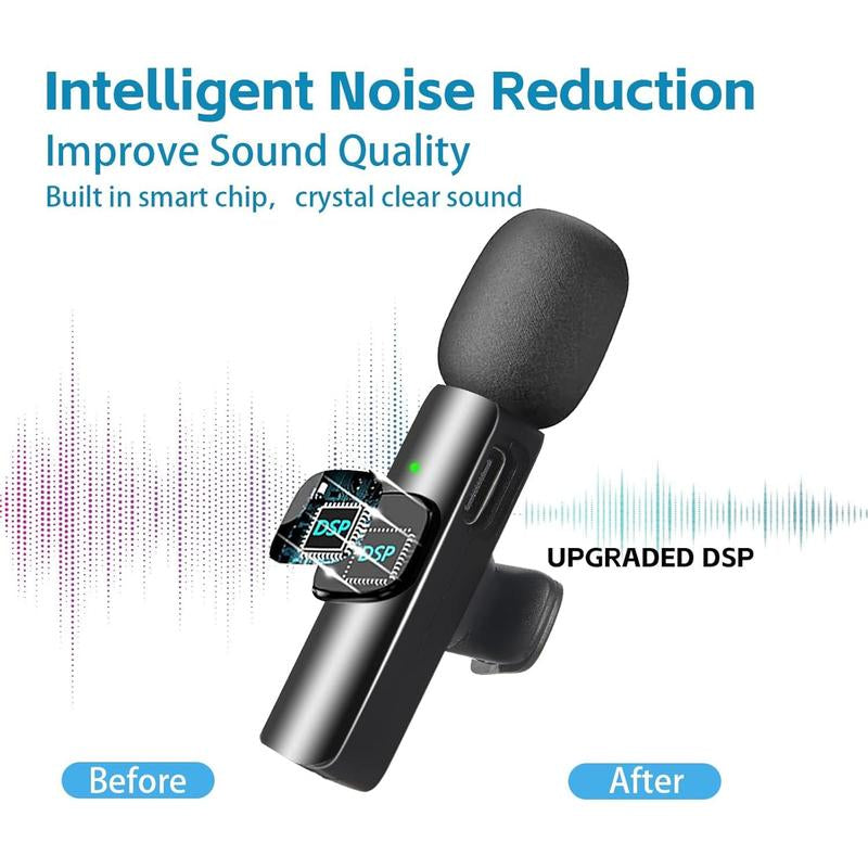 2-Pack Wireless Lavalier Microphone for Iphone, Ipad, Android & Macbook - Lightning/Usb-C Plug-And-Play Mini Microphone with Noise Cancelling for Videos, Podcasts, Tiktok, Youtube(No Bluetooth)