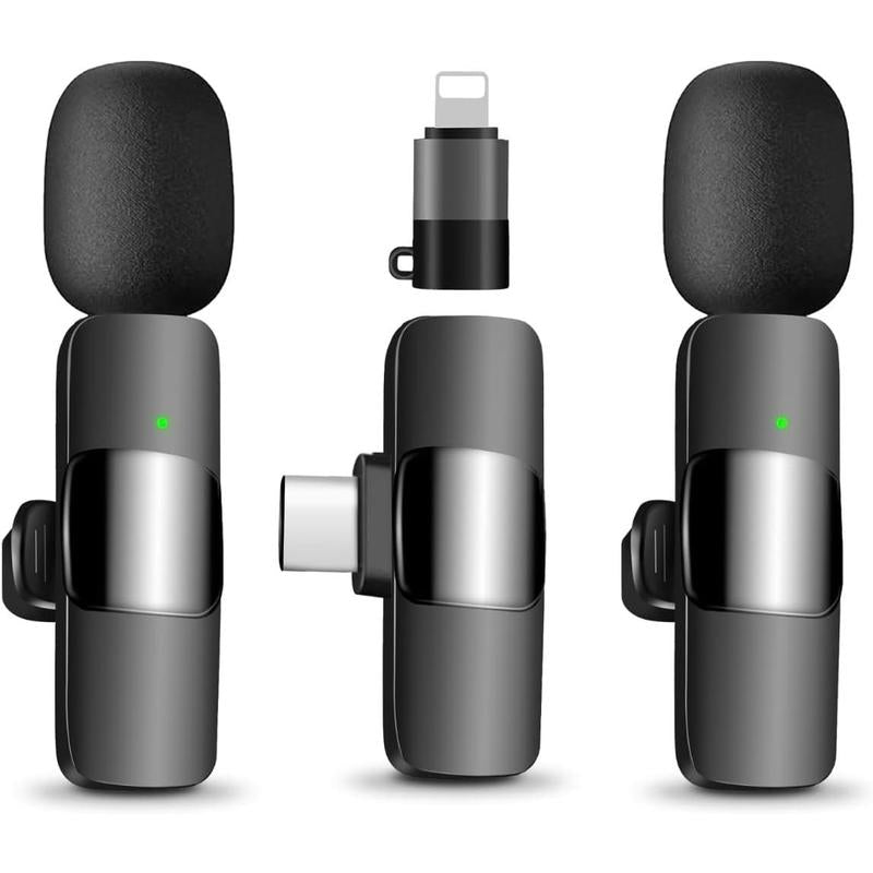 2-Pack Wireless Lavalier Microphone for Iphone, Ipad, Android & Macbook - Lightning/Usb-C Plug-And-Play Mini Microphone with Noise Cancelling for Videos, Podcasts, Tiktok, Youtube(No Bluetooth)