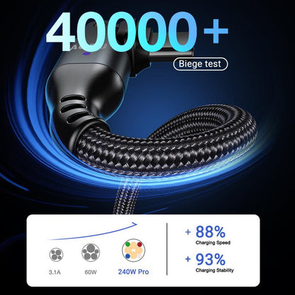 AUFU 240W USB C to USB C Cable3.3Ft/ 6Ft/10Ft(2 Pack), USBC to USBC Dual Head 180° Rotation/C to C Cable/High Speed USB C Cable/Usb C Fast Charging Cable for Phone 16/15/Ma-Book/Pad Series