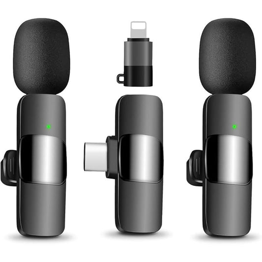 2-Pack Wireless Lavalier Microphone for Iphone, Ipad, Android & Macbook - Lightning/Usb-C Plug-And-Play Mini Microphone with Noise Cancelling for Videos, Podcasts, Tiktok, Youtube(No Bluetooth)